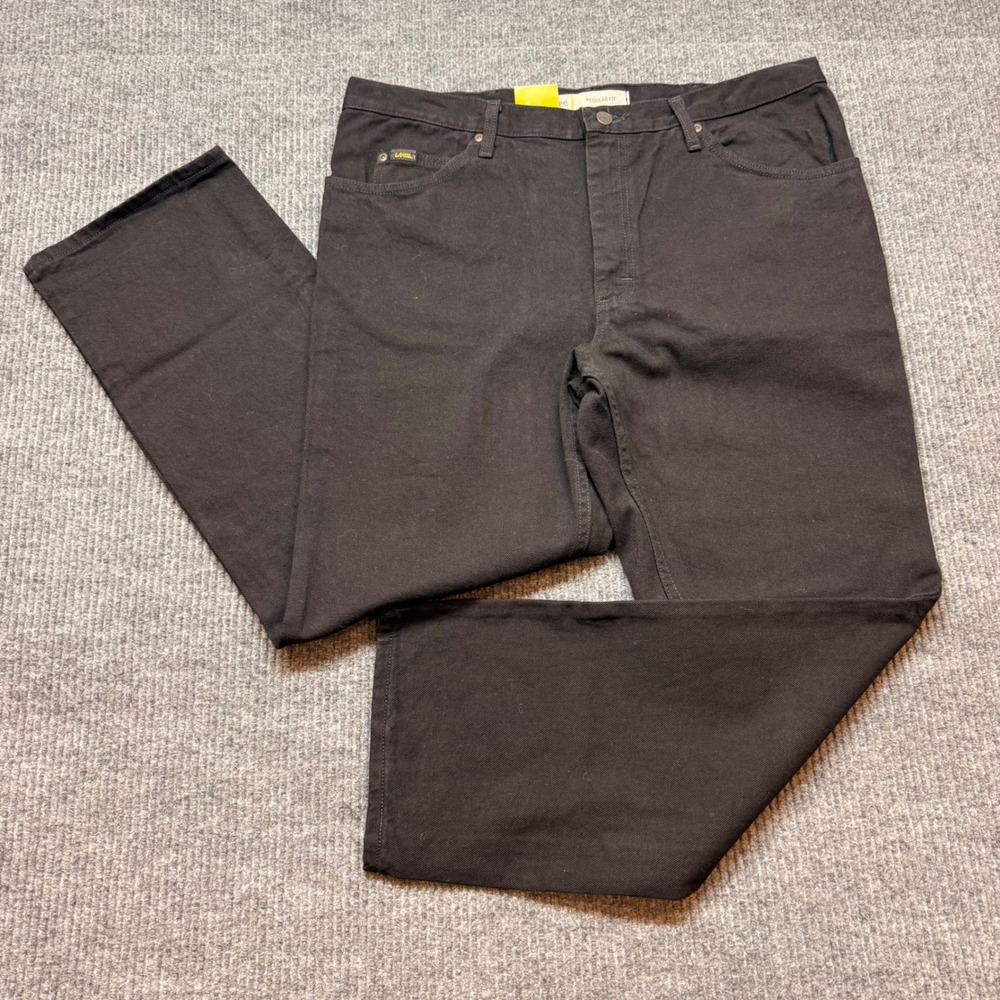 Lee Mens 40x30 Regular Fit Straight Leg Jeans Double Black Denim Pants Cotton